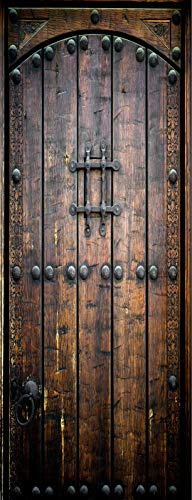 A.Monamour Sticker Porte Autocollant Poster de Porte 3D Marocain Ancien Vieux Porte En Bois Art Abstrait Fond Vinyle Affiche de Porte Sticker Mural Papier Peint Art Décor 77 x 200 cm
