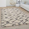Paco Home Hochflor Teppich Wohnzimmer Schlafzimmer Boho Skandinavisch Shaggy Modern Rautenmuster, Grösse:120 cm Rund, Farbe:Creme Anthrazit 3