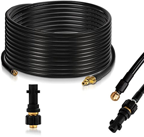 Lospitch Rohrreinigungsschlauch 10m Rohrreinigungsset,180bar 60°C,Anschluss Bajonett Rohrreiniger,Geeignet für Hochdruckreiniger Adapter