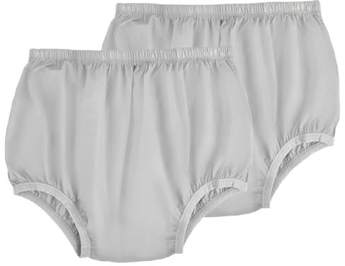 Auslaufsichere Unterwäsche für Erwachsene, für Inkontinenz, waschbar, geräuscharm, wiederverwendbar, grauer ultradünner Stoff, Kunststoffhose, Windelbezug, Unisex, 2 Stück (S, Grau)