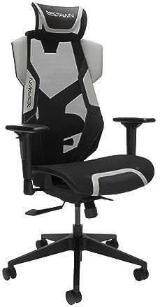 RESPAWN FLEXX Mesh Gaming Chair with Lumbar Support, Recline/Tilt Tension Controls, Adjustable Arms, 300lb Max Weight with Wheels for Computer/Desk/Office, Gray, High-Back, Ash