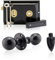 XFORT Gamme Smithy's : Ensemble de boutons de porte en forme de boule, noir antique, comprenant un verrou, une poignée de porte 'bouton' et un cache serrure.