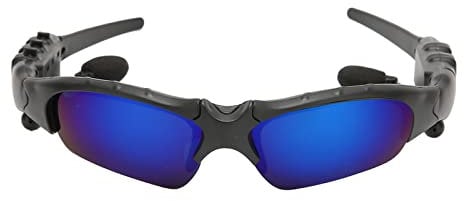 ASHATA Sport Wireless Bluetooth Audio Sunglasses, Open Ear Smart Driving Polarized Sunglasses, Eyesight Protection Handfree Calling Foldable Glasses for Fishing Running Driving(Blue Lenses)