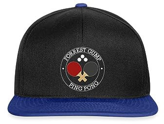 Spreadshirt Forrest Gump Ping Pong God Weiß Snapback Cap, One Size, Schwarz/Königsblau