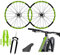Lot complet autocollants pour jantes de vélo VTT 26 - 27,5 - 28-29 pouces, autocollants de fourche VTT, autocollants de châssis VTT hors route B0068 (26 pouces, vert fluorescent)