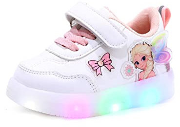 IRON JF ELSA Schuhe,Mädchen LED Leuchtende Schuhe Kinder Glänzende Blitzes Schuhe Leichte Leder Turnschuhe, Trainer Sports laufende,Kinder Sportschuhe (Color : Pink, Size : 26)