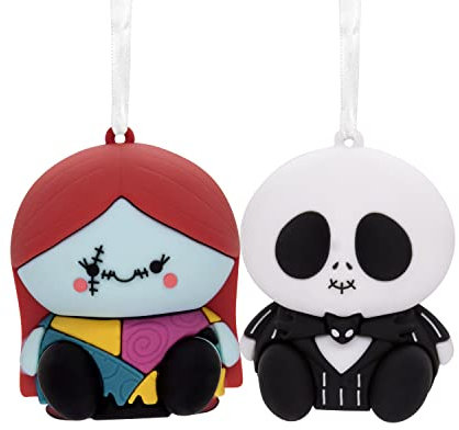 Hallmark Better Together Disney Tim Burton's The Nightmare Before Christmas Jack and Sally Magnetic Christmas Ornaments, Set of 2, Shatterproof