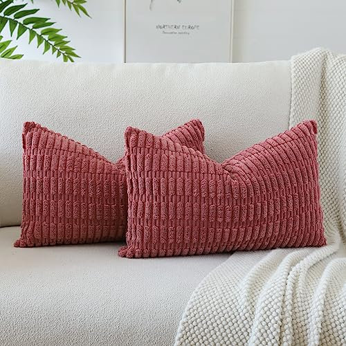 JOTOM 2er Set Kordsamt Weicher Kissenbezüge Moderne Kissenhüllen Dekorative Sofakissen Dekokissen Zierkissenbezug für Wohnzimmer Sofa Schlafzimmer Marmelade 40x60 cm