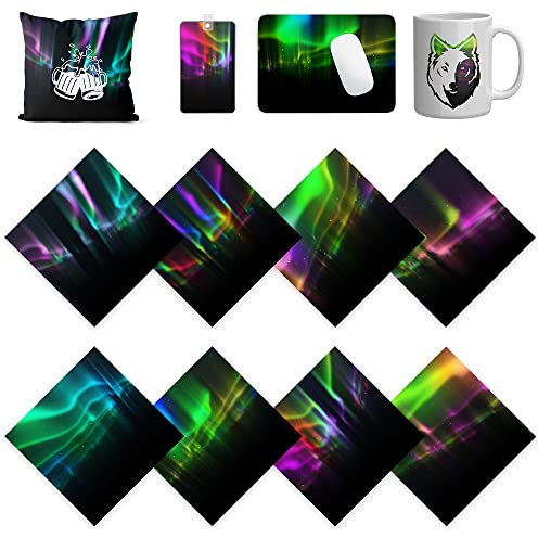 LUCKIGUCK Infusible Transfer Ink Sheets Aurora 8 Stück/Set, Unschmelzbare Transfer-Tintenblätter 30.5 x 30.5 cm, Farb- und Mustertransferfolie…