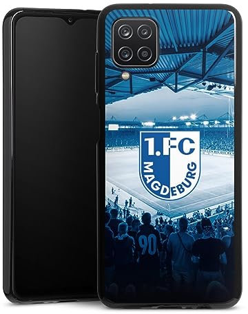 Silikon Hülle kompatibel mit Samsung Galaxy A12 Case schwarz Handyhülle 1. FC Magdeburg Stadion 1. FCM