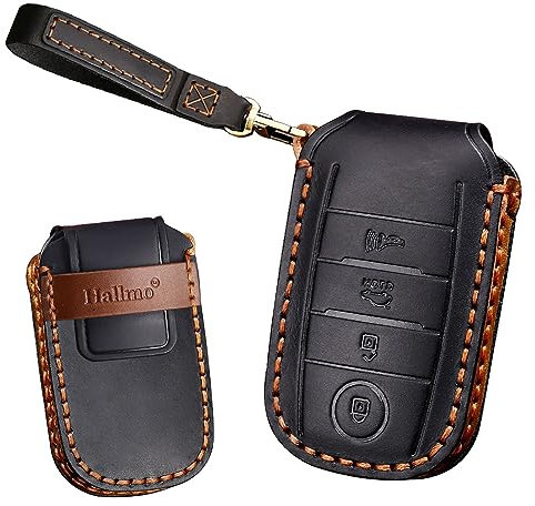 TECART Custodia in pelle per chiave telecomando Kia Forte Optima Rio con 4 pulsanti, colore nero