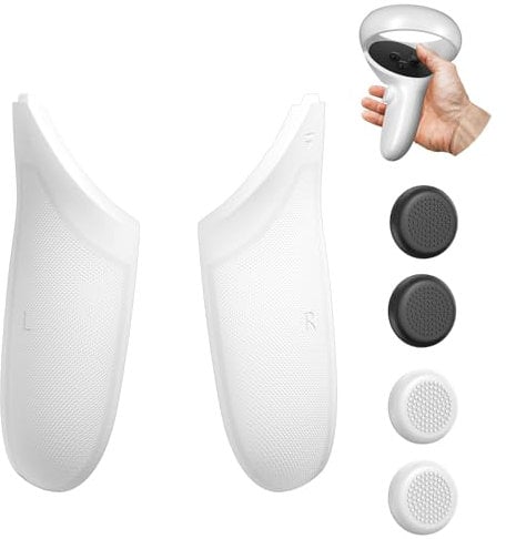 TanReginal Battery Covers for Oculus Quest 2 Controller, Ergonomic Design Covers for Meta Quest 2 Controller, Replacement Parts with Anti-slip Granule Texture, Premium PVC Material, 2 Joystick Caps