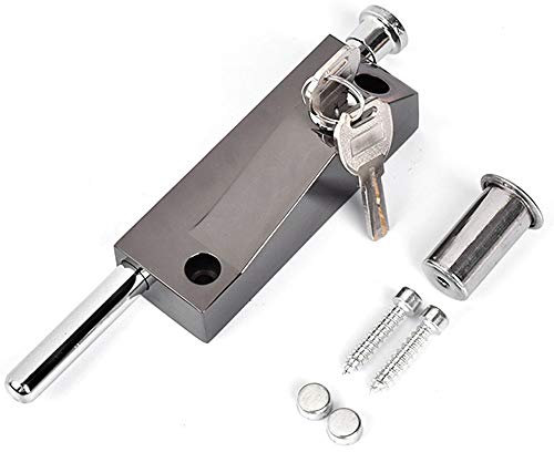 Verrou de porte universel noir en acier inoxydable, serrure de sécurité pour usage intérieur et extérieur, fixations et fixations (vis et 2 clés) pour chambre à coucher, abri de jardin, garage