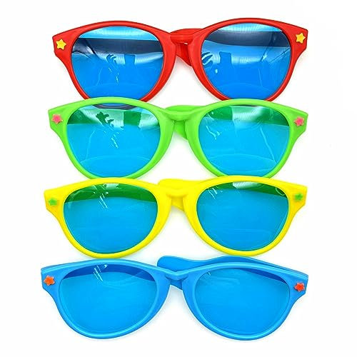 JZK Lot de 4 lunettes de soleil Jumbo pour fête, déguisement, jouets géants pour photomaton, lunettes de soleil extra larges pour costume de fête, grandes lunettes de soleil pour adultes