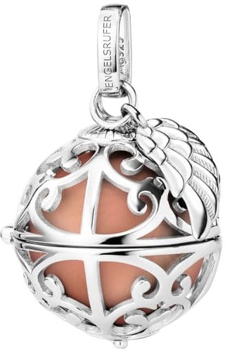 Engelsrufer Damen Anhänger für Halskette mit Flügel aus Sterling Silber mit austauschbarer Klangkugel S in der Farbe Rosé, nickelfrei, 45+5 cm, ER-23-16-S