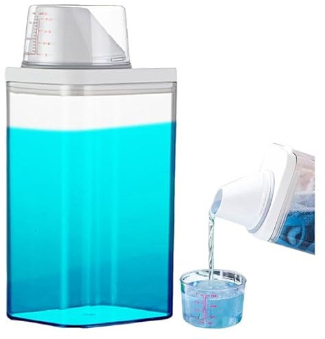 mumisuto Dosificador Detergente Lavadora, Dispensador de Detergente con Vaso Medidor, Dispensador Detergente Lavadora Reutilizable, para Detergente de Ropa Jabón Suavizante de Telas (1100ml)