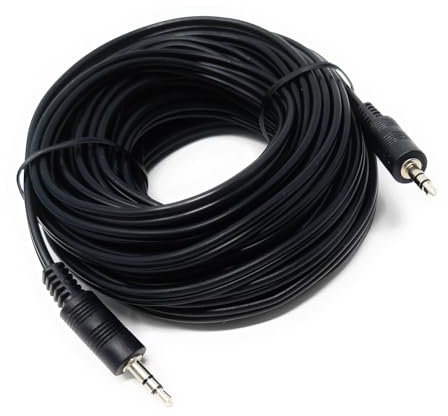 DRUT 15m 3.5mm to 3.5mm Aux Cable Audio Lead Stereo Headphone Mini Jack Male to Male Auxiliary Cord Compatible with Car Audio, TV, PC, Tablet, Laptop, MP3, Speaker (Black Nickel Connectors, 50ft.)