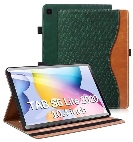 Vkooer Funda para Samsung Galaxy Tab S6 Lite 10.4 Pulgada 2022/2020 Carcasa PU Cuero [Auto-Sueño/Estela] SM-P610/P615 Flip Case Cover con Ranura para Tarjetas y Función de Soporte - Verde Oscuro