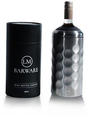 LM Barware® Edelstahl Weinkühler mit Deckel – Hochwertiger Doppelwandiger Sektkühler & Weinkühler - Gekühlte Getränke für lange Wohnzimmer und outdoor Abende (Silber)