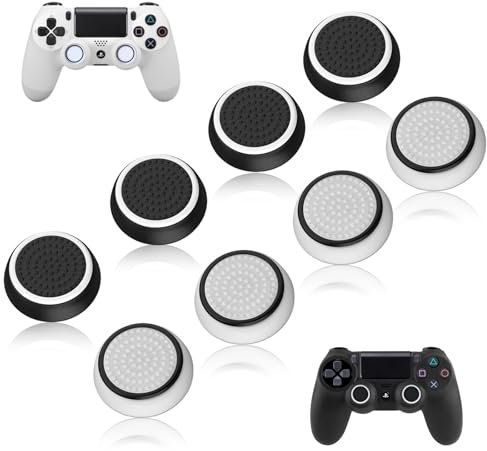 8 Stück Controller Zubehör Schutzabdeckung, Thumbstick Caps Grip Set, Thumbstick Kappen Gaming Cap Grip, Stick Joystick Schutz Aufsätze für Universelles Gaming Zubehör (Schwarz, Weiß)