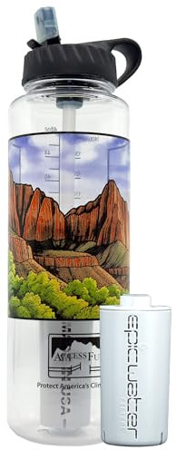 Epic Water Filters Nalgene OG Wasserflasche mit Filter, hergestellt in den USA, BPA-frei, entfernt 99,99 % der Leitungswasser-Verunreinigungen, Forever Chemicals, Access Fund 24, 1,4 l