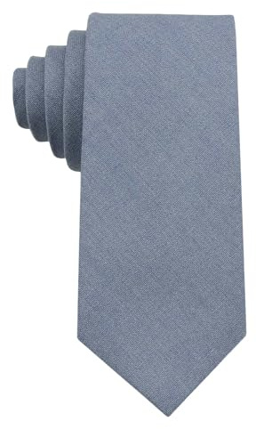 Herren Krawatte aus Leinen, schmale Breite, Standard- und extra lange Krawatte, Schiefer, Blau, Standard 58 