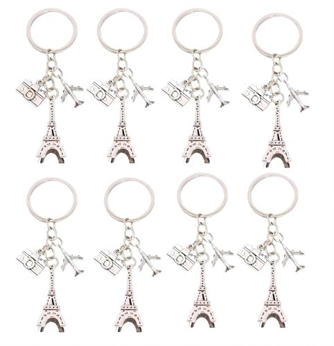 ZENRUIMING Porte - clés 8pcs Tour Eiffel France avec appareil photo porte - clés souvenir de voyage paris