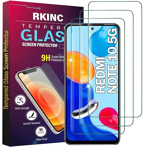 RKINC Verre Trempé [Lot de 3] pour Xiaomi Redmi Note 10 5G, Film Protection écran, Dureté 9H 0,33 mm HD Glass [sans Bulles d'air][Résistant aux rayures][Garantie à vie]