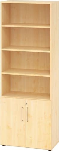 bümö Aktenregal & Schrank abschließbar, Büroschrank Regal Kombination Holz 80cm breit in Ahorn - abschließbarer Schrank für's Büro & Arbeitszimmer, Büro Möbel Ordnerschrank