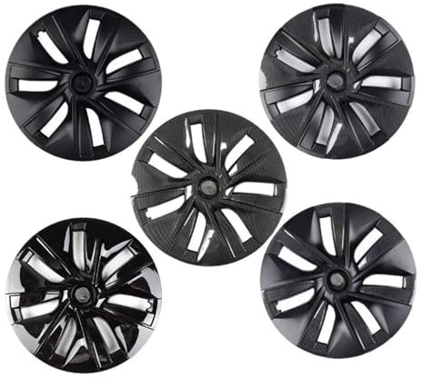 4PCS Radkappe Kompatibel for Tesla Modell Y 19 Zoll Räder Radkappe Zubehör Radkappe Vollrand Abdeckung(Carbon Black 2)