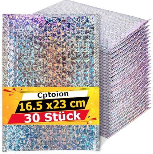Cptoion 30 Stück Luftpolsterumschläge, 16.5x23cm, Farbige | Luftpolstertaschen, Bubble Lined Poly Mailer, Selbstklebende Gepolsterte Umschläge for Verpackung Warensendung Postversand