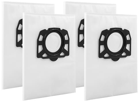 Fishoney 4 Stück KFI 487 Staubsaugerbeutel für Kärcher WD4 WD5 WD6 WD5P WD6P MV4 MV5 MV6 Vliesfilterbeutel Staubbeutel für 2.863-006.0 Nass & Trockensauger, Weiß