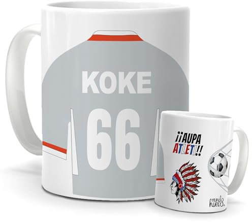 Taza Personalizada Fútbol | Tazas de Desayuno Atlético| Regalo Original para Aficionados del Futbol | Cosas de futbol para Niños | Regalos Mundial Futbolistas | Balón de fútbol