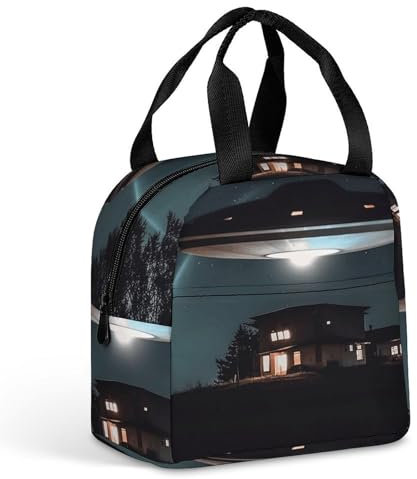 MNBVKL Picknick-Lunch-Tasche, UFO bei Nacht, bedruckte Lunchtasche, Outdoor-Lunch-Tasche, Reise-Lunch-Tasche, universelle Lunchtasche