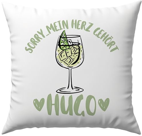 Sorry Mein Herz Gehört Hugo Spritz Cocktail Sommer Drink Wortspiel Sekt Holunderblüte Mädelsabend Deko Kissen Geschenk