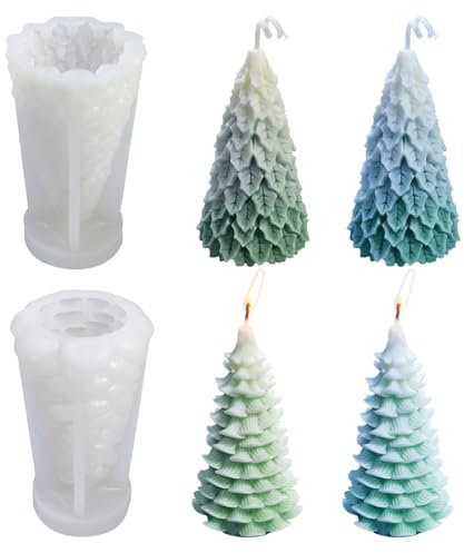2 Pcs Candle Moulds, Christmas Candle Moulds, Candle Moulds for Candle Making, Silicone Candle Moulds, for Candle Making Christmas Tree Candle Moulds Candle Moulds for Christmas Party Candle Making