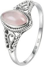 mantraroma Silberring Damen 925 Sterling Silber – ellipsenförmiger Edelstein Ring, Vintage Statement Ring Schmuck, elegantes Geschenk für Frauen