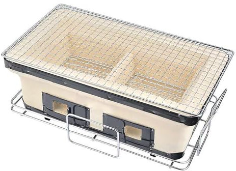 KELUNIS Holzkohlegrill für den Campingplatz Holzkohleofen aus Ton Gasgrill für den Innenbereich mit Drahtgitter für Camping und Picknick zu Hause