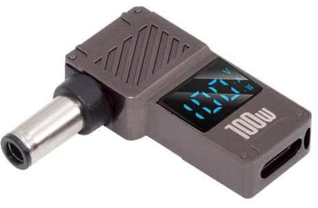 cablecc USB-C Typ-C Smart LED-Display-Eingang auf 100 W Ausgang DC 7,4 x 5,0 mm Klinkenstecker, Stromversorgung 20 V 5 A, PD-Ladung, 65 W Adapter für Laptop