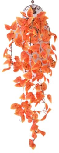 Anevous Künstlich Girlande Deko, Kunstpflanze Hängend Deko,Gefälschte Grünpflanze, Dekorativen Künstliche Pflanzen für Garten, Hochzeit, Party, Wanddekoration, Indoor Outdoor,Orange