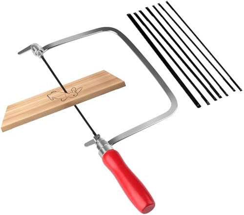 TINGTING Laubsäge Set einschließen 7 Laubsägeblätter & 1 Holzsäge | 360 Grad drehbar | Mit Holzgriff | Präzise Schnitte für Holz und Metall | Feinsäge für Holzarbeiten, Bastelprojekte und Modellbau