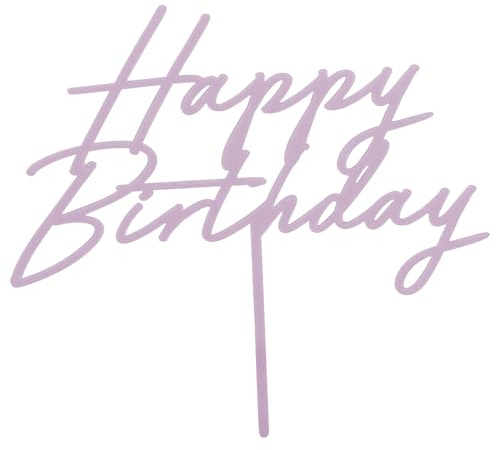 PartyDeco Cake Topper Happy Birthday 18x16cm - Tortendeko Geburtstag - Kuchendeko Tortenstecker - Geburtstagsdeko für Kuchen Torte Cupcake Muffin - Helllila