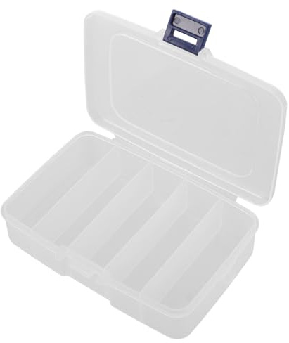 Operitacx Aufbewahrungsbox mit Fächern, Transparente Sortierbox aus PP für Sägeblätter, Kleinteile, Schrauben, Bits und kleine Werkzeuge, Kompakte Organizer Box 14,5 x 10 x 3,5 cm