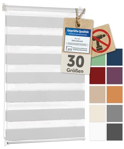 Blumtal Doppelrollo Klemmfix ohne Bohren 95x150 cm - individuell einstellbare Rollos für Fenster ohne Bohren - Fenster Rollos für Innen - leicht installierbare Jalousie - Duo Rollo in Weiß