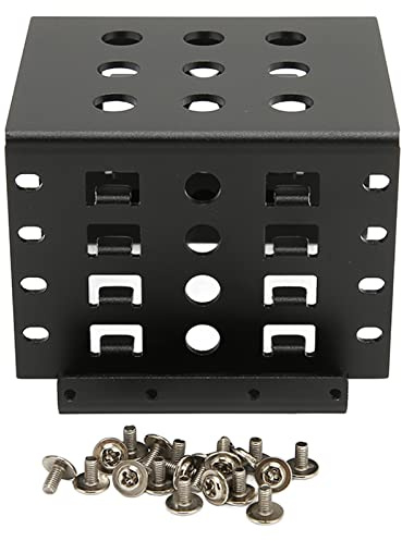 Pissente 2.5in Hard Drive Rack, hard drie rack 2.5in HDD Mounting Bracket 2.5in SSD Cage Aluminium Alloy Hollow Design, 2.5 ssd mounting bracket for 2.5in IDE HDD SSD with 20 Screws Included (Black)