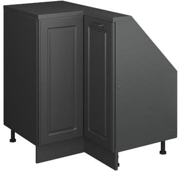 Vicco Eck-Küchenschrank für Dachschrägen R-Line Anthrazit Landhaus 75.6 cm | MDF-Front · Tiefe 46 cm · Höhenverstellbare Füße · Metallgriffe · 1 Einlegeboden