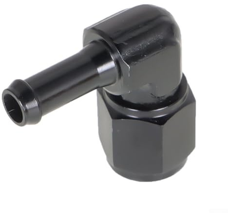 Honseadek Adaptateur de raccord cannelé 6AN femelle vers 1,6 cm, adaptateur de conduite de carburant AN6 à 90 degrés, alliage d'aluminium anodisé noir pour conduites de carburant, eau, air