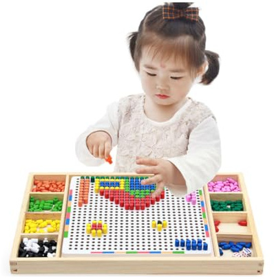 WEKAMOS Bunter Pilznagel Steckpuzzle für Lernspielzeug aus Sicherem Material zur Farberkennung und Kreativitätsförderung Geschenk zum Geburtstag