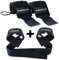 Fitgriff® Handgelenk Bandagen + Zughilfen (2er Set) - für Krafttraining, Fitness, Bodybuilding, Gewichtheben, Gym, Kraftsport - für Frauen und Männer (Black)