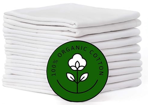 Flour Sack Kitchen Towels |Organic Cotton Blank Towel| Tea Towel Crafting Embroidery|Flat Thick Absorbent Quick Dry | Baking Bread Proofing Breathable Linen Cloth Cover Set of 10, 28 x 28 Inch, White